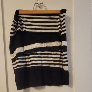 Vince Camuto Black and White Striped Mini Skirt